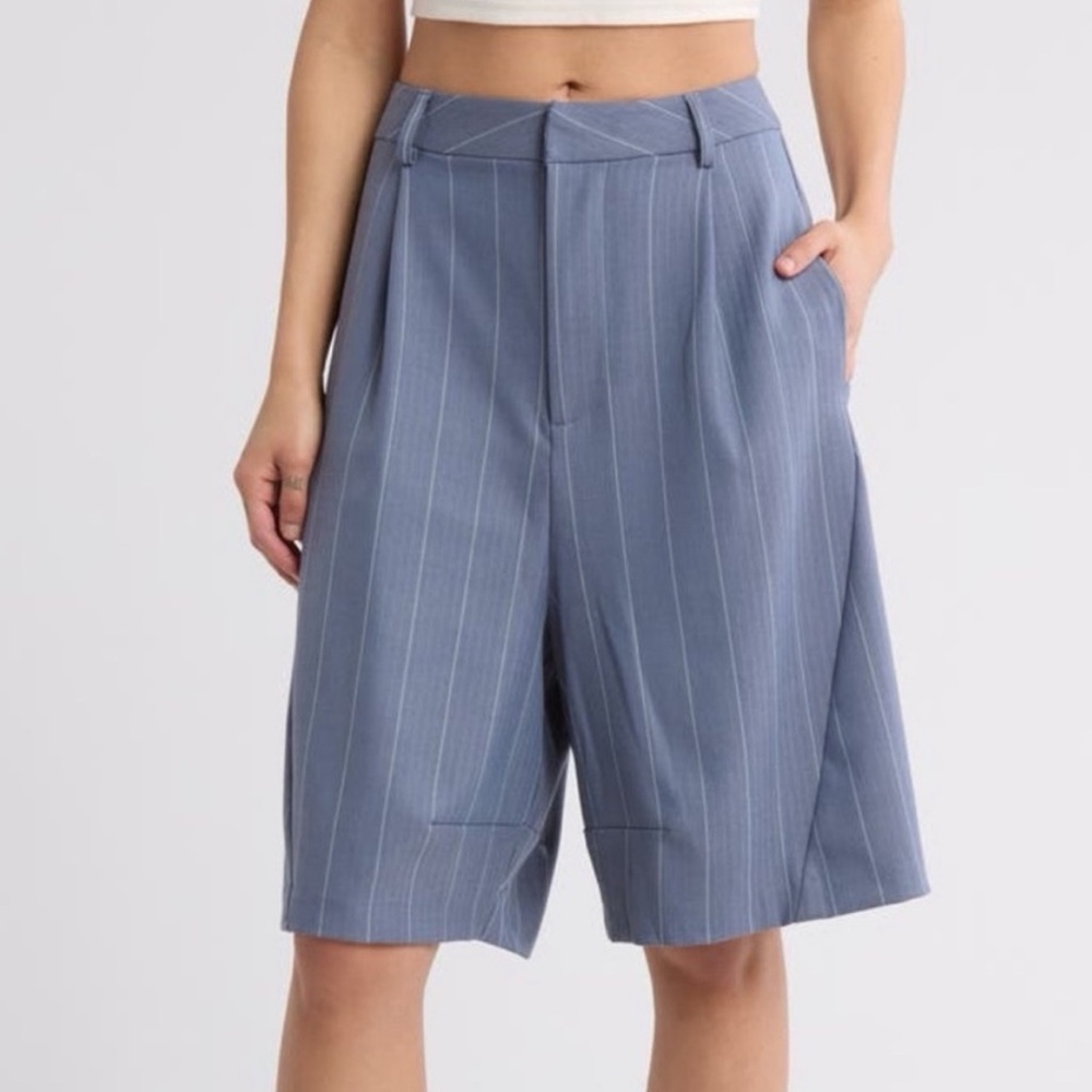 Free People Something About You Pinstripe Trouser Shorts
